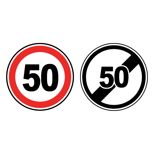 Les panneaux de limitation et de fin de limitation de vitesse